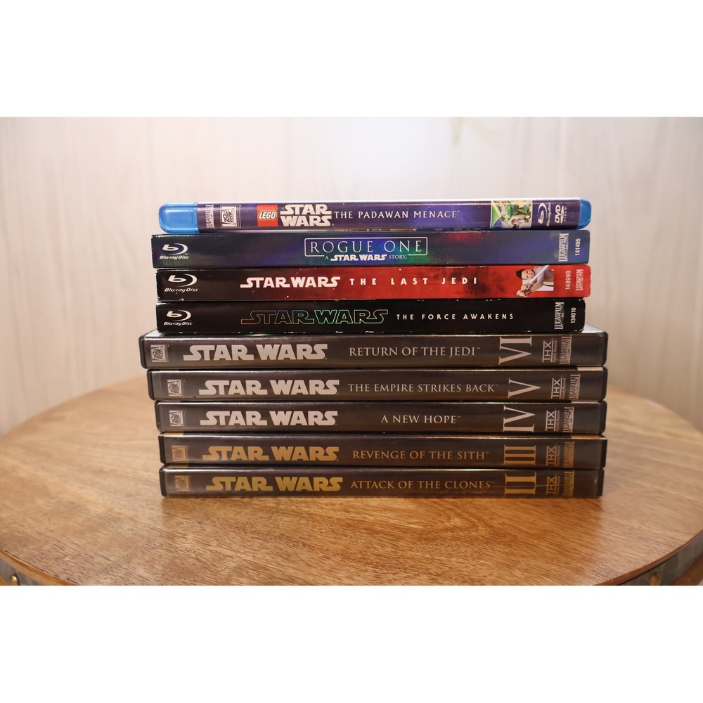 Star Wars Movie Lot 9 Films Blu-ray DVD Rogue One Force Awakens Original Trilogy